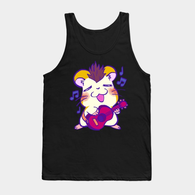 Jingle the wanderer hamster playing a riff on his red guitar Tank Top by mudwizard